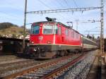 Re 4/4 II 11206 mit EC nach Basel SBB bei Gelterkinden am 08.01.2008