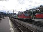 Noch immer ist die SBB Cargo Re 4/4'' 11252 an die bls vermietet und erreicht am 13.8.08 mit einem EW3 aus dem Entlebuch den Bahnhhof Luzern