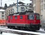 Re 4/4 II 11134 wartet auf seiner nchste Einsatz fr der Rheintalexpress (REX) in Bahnhof St. Gallen am 06.02.10