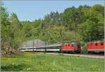 Pnktlich zu jeder geraden Stunde begegnen sich bei Thayngen die IR/IC Zrich - Stuttgart.