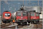 Stelldichein in Buchs SG mit 1116 095-9, Re 6/6 11679 und Re 4/4 II 11182.