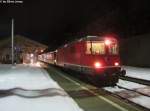 Re 4/4'' 11121 am 28.2.2013 in Vallorbe als S12015 nach Lausanne.