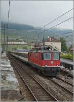 Eher sporatisch sieht man seit Fahrplanwechsel die Re 4/4 II in den  Wallisehr-IR -Umläufen.