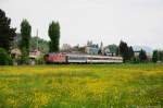 Re4/4 '' 11150 mit RE3815 am 09.05.2013 bei Balgach