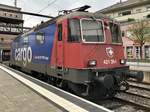 Re 421 390 am 2.4.17 beim Bhf Spiez abgestellt.