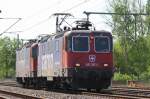 SBB Cargo mit 421 387 und 421 394 LZ von Hamburg komment fahren Richtung Berlin durch Hagenow Land. 02.05.2007