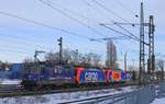 Am 14.02.2021 zog die SBB Re421 371 die Re484 013 und die an LOCON verliehene Re482 039 von Basel Bad nach Krefeld Hbf mit 11 Minuten verspätung in den Krefelder Hbf ein. 