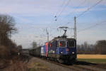 Re 421 371 und Re 484 007 mit 5 AB Wagen durch Rommerskirchen Richtung Basel. Am 16.01.2021