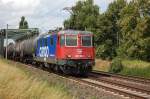 421 397-1 SBB Cargo mit Kesselwagen Ganzzug am 07.07.2009 nach berquerung des Mittellandkanals bei Peine