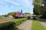 28.06.2014; RE 4/4 379 erreicht mit ihrem EC nach München Hbf den Bahnhof Lindau