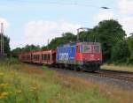 421 387-2 mit leeren Autotransportwagen in Fahrtrichtung Süden.