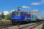 Doppeltraktion, mit den WRS Loks 430 115-6 und 430 114-9 durchfährt den Bahnhof Pratteln. Die Aufnahme stammt vom 01.07.2022.