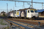 Eisenbahndienstleister Gmbh/EDG.
Doppeltraktion Re 446 017-6 und Re 446 015-0, ehemals SOB/SBB, in Herzogenbuchsee am 22. März 2020.
Foto: Walter Ruetsch