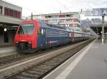 Re 450 107 als RE 3820 im Bahnhof Buchs (SG).