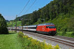 Re 460 117-5 fährt Richtung Bahnhof Tecknau.