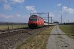 Re 460 030-0 befindet sich am 21.3.09 mit dem IR 2122 in Httlingen-Mettendorf.