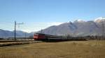 Die Re 460 013-6  Nord Vaudois  war am 30.01.13 mit IR-Leistungen ins sonnige Tessin beschftigt, aufgenommen zwischen Cadenazzo und Riazzino.