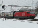 SBB - Schnappschuss der 460 116-7 mit IC bei der durchfahrt im Bahnhof Nyon am 14.02.2013