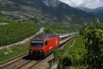 Re 460 092-0 erreicht am 24.08.2014 Sierre.