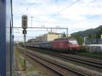 Aus dem Archiv; Re 460 006-0 mit einem bunten IR Zrich-Bzberg-Basel in Wettingen.