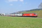 Re 460 108-4 mit IC 2000 als IR 2523 in Nebikon, 19.03.2015.