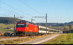 Re 460 063 am 27. Februar 2017 mit einem IR St. Gallen - Basel zwischen Sirnach und Eschlikon.
