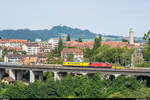SBB Re 460 053 mit Funkmesswagen Mewa 12 am 22. Mai 2020 auf dem Lorraineviadukt in Bern.