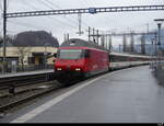 SBB - 460 91-2 im Bahnhofsareal von Interlaken Ost am 04.02.2023