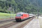 Re 460 024-3  Rheintal  am 31.7.2014 bei der Durchfahrt in Amsteg-Silenen als IR 2276 nach Zürich HB