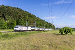 Re 460 061-5 ist bei Hendschiken mit Zug 32141 (Leermaterial) unterwegs in den Tessin. Aufgenommen am Morgen des 20.05.2024.