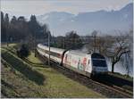 Der TGV Lyria lockte mich heute trotz etwas milchigem Wetter an die Bahnstrecke beim Château de Chillon.