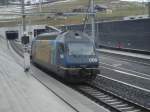 Die Re 465 008 bei einer ETCS(European Train Control System)-Testfahrt vor dem Nordportal des Ltschberg-Basistunnels.Frutigen am 11.2.2007