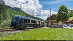 BLS Re 465 018 / Testfahrt mit MOB GoldenPass Express umspurbaren Wagen / Weissenbach, 9. Juli 2021