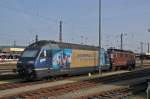 Re 465 008-1 und die Re 425 180 der BLS am Badischen Bahnhof in Basel. Die Aufnahme stammt vom 31.03.2014.