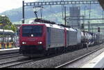 SBB - 474 009-8 + 474 ... vor Güterzug bei der Durchfahrt im Bhf. Sissach am 2024.05.01