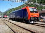 Eine E 474 von SBB Cargo steht in Biasca / Tessin.