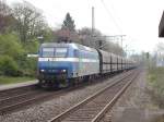 Re 481 004 Der NIAG kommt mit einem kohlenzug durch Bonn-Oberkassel am 15. April.