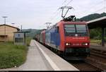 Kesselzug mit Re 482 008-0, Re 482 ??? der SBB Cargo und einer Lok der BASF SE durchfährt den Bahnhof Großheringen auf Gleis 1 Richtung Naumburg (Saale).