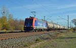 482 037 der Infra Leuna führte am 31.10.18 den Ammoniak-Zug durch Greppin Richtung Dessau.