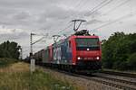 Re 482 029-6 zusammen mit Re 482 022-1  Alpäzähmer  am Nachmittag des 27.07.2017 mit dem  BASF -Zug DGS 49069 (Karlsruhe Rbf - Basel SBB Rbf) bei Buggingen und hatte nur noch wenige Kilometer vor sich.