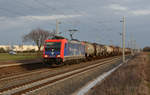 482 037 schleppte am 20.02.19 einen Kesselwagenzug durch Rodleben Richtung Magdeburg.