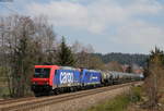 Re 482 047-8 und 146 521-0 mit dem DGS 45610 (Rümlang-Mainz Bischofsheim) bei St.Georgen 15.4.19