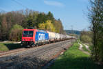 482 036 von SBB cargo mit einem Kesselwagenzug bei Postbauer-Heng Richtung Nürnberg, 16.04.2019