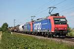 Am späten Nachmittag des 19.05.2020 fuhr Re 482 023-9  fährt für SBB Cargo International  zusammen mit der Re 482 004-9 und dem  BASF -Zug DGS 49069 (Karlsruhe Gbf - Basel SBB RB)