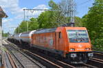 Hamburger Rail Service GmbH & Co. KG, Ahrensburg [D] mit  482 048-6  [Name: Joel] [NVR-Nummer: 91 85 4482 048-6 CH-SBBC] und einem Ganzzug Druckgaskesselwagen am 21.05.21 Berlin Buch.