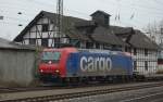 482 038 (SBB Cargo), aufgenommen als Lokportrait am 8.4.2009 bei der Einfahrt in den Bahnof Kreiensen mit einem KLV