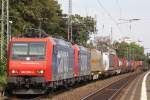 SBB Cargo 482 006+482 0xx ziehen am 24.8.11 gemeinsam einen Güterzug durch Bonn-Beuel.