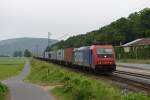 482 048 mit einem Containerzug Richtung Würzburg am 02.06.2012 unterwegs bei Gambach.