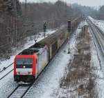Am 9.Februar 2013 war SETG 482 042 mit Habis-Wagen in Elze (Leine) auf dem Weg nach Fulda Gbf.