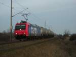Am 14.01.2014 kam 482 030 mit einem Kesselzug aus Richtung Stendal nach Uelzen.